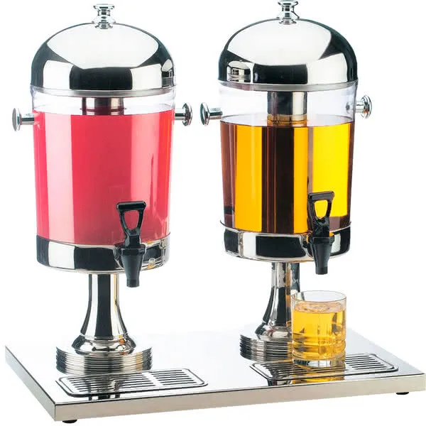 Two Tank With Tap Juice Dispenser Commercial Large Capacity Drink Dispenser Stainless Steel Barrel