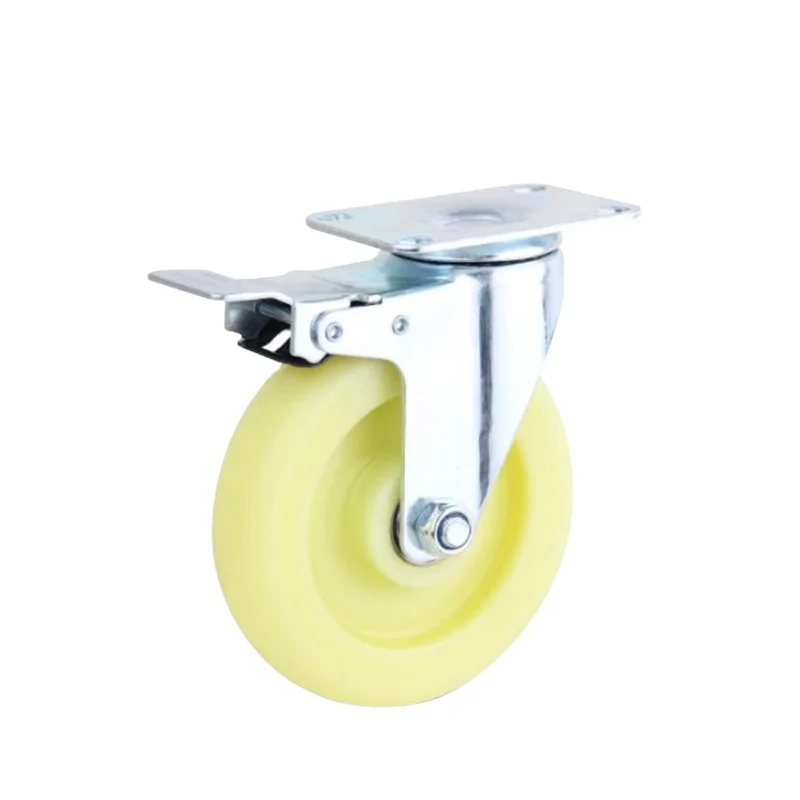 Double Ball bearing Caster With Brake 2.5/3/4/5 Inch Swivel Medium Duty Caster White PP Wheel