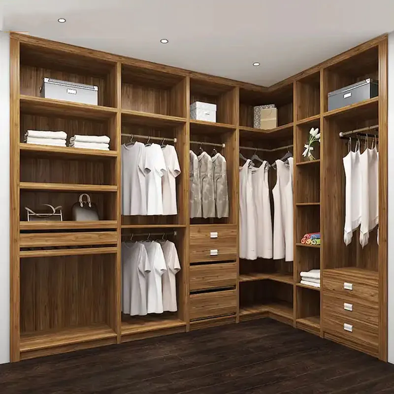 Factory Price Customized Bedroom Walk-In Portable Wardrobe Glass Door Closet Modern Wooden Wardrobe Room Cabinets