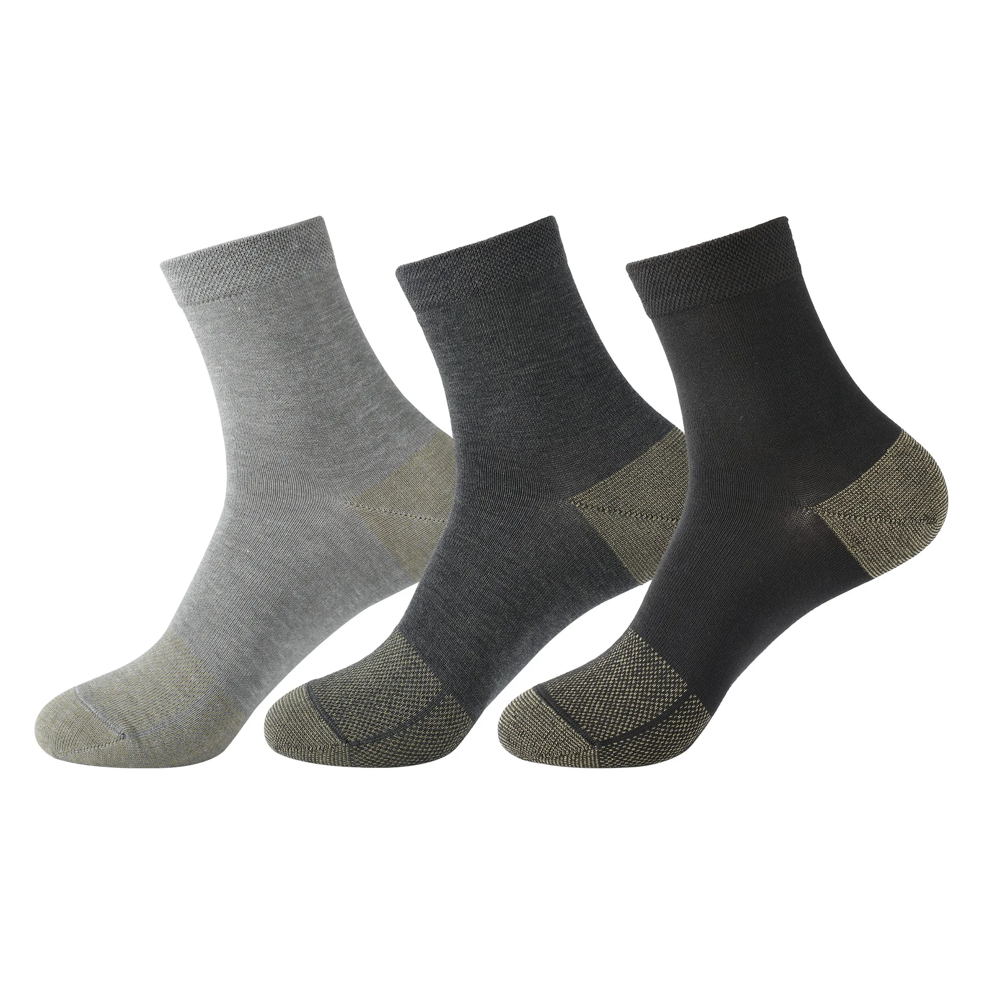 OEM LOGO Men black business crew socks copper infused deodorant cotton socks