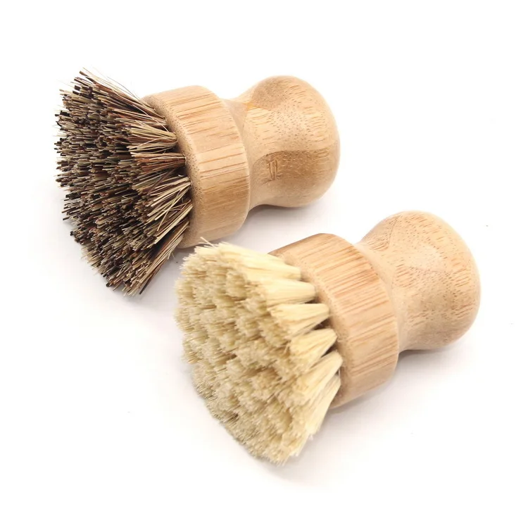 Bamboo Dish Scrub Brush Natural Scrub Cleaning Brush Vegetable Brush for Dishes   Cast Iron Pots Pans Used in  Kitchen
