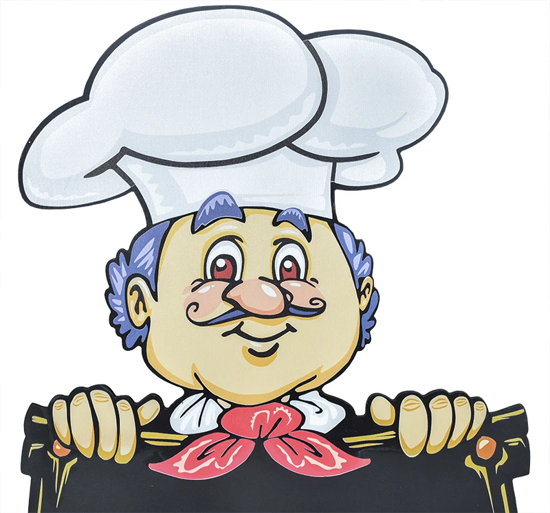 Floor standing chef shape blackboard for chalk and marker pen writing