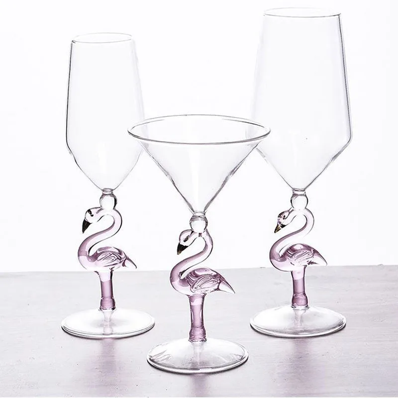 Hot Selling Special Design Flamingo Shape Decorative Home bar Restaurant Bordeaux Glass Wine Goblet