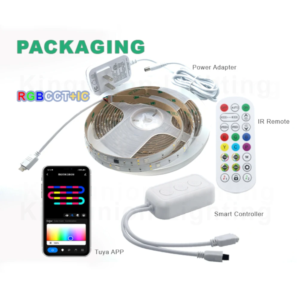 RGBIC Led strips lights 24v WS281172 Pixel Wifi Bluetooth Smart Strip Light Alexa Voice Music Sync Flexible smart home lights