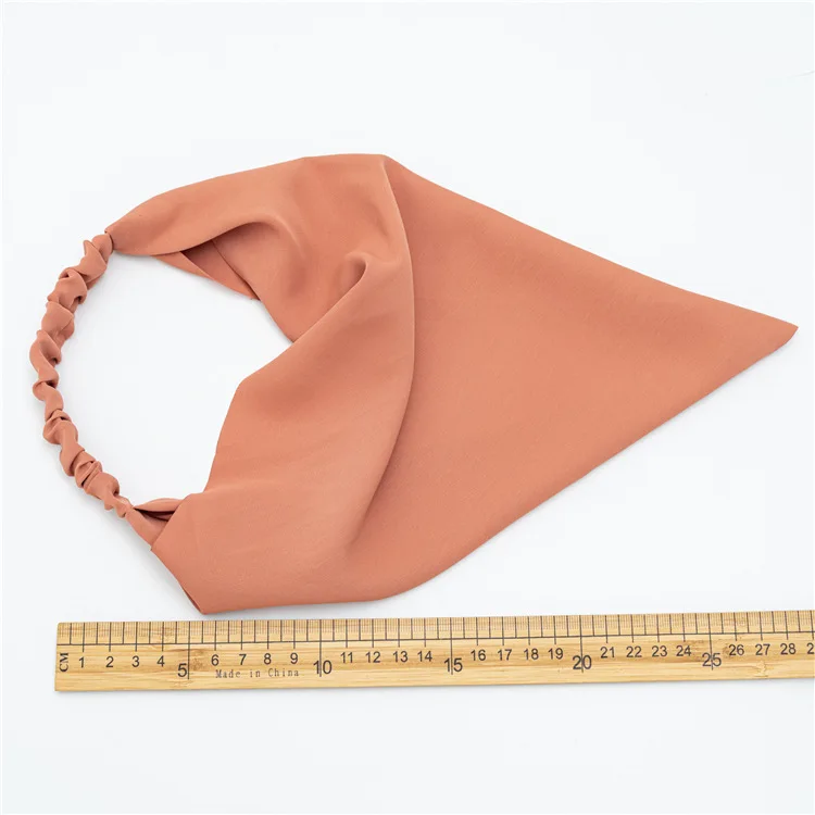 Hair Scarf Elastic Headband Bandanas Scarf Solid Chiffon Silk Triangle Kerchief Scarf for Women Girls