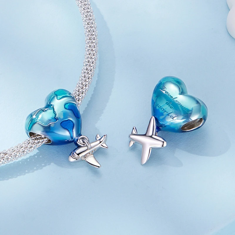 925 Sterling Silver Snake Chain Moments Bracelet Pendant Charms Enameled Traveling Collection  Fit Charm