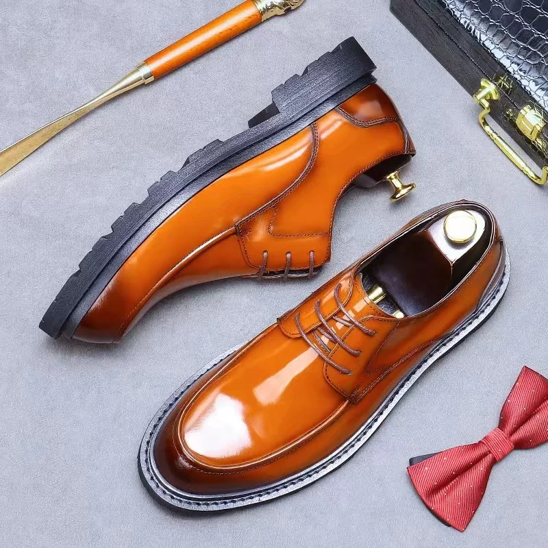 Real leather shoes for men new styles 2023 Lace-up casual derby shoes sapatos sociais men oxford shoes wide