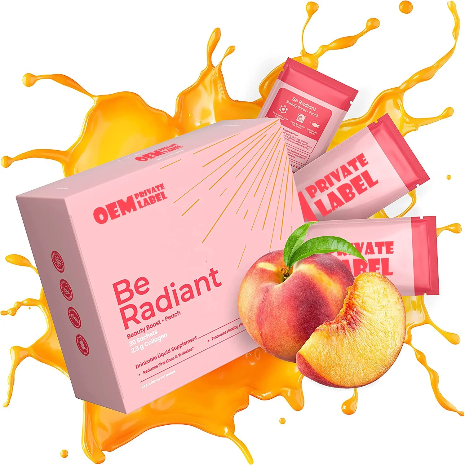 Custom Liquid Collagen Peptides for Women with Vitamin C Biotin CoQ10 Collagen for Women Promotes Hair Nail and Skin Health