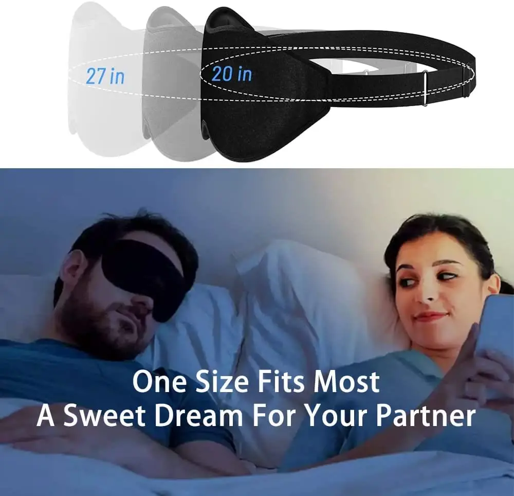 100% Blackout Sleeping Mask for Men Women, Soft and Comfortable Sleeping Mask for Blocking Light Eye Mask for Sleeping