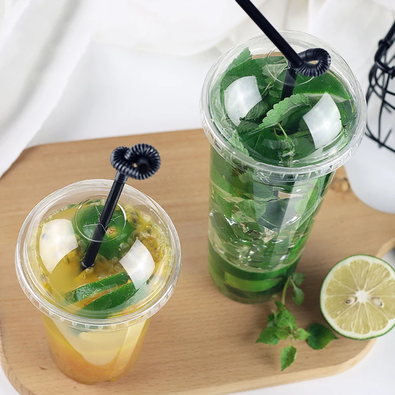 Logo Branded Print 12oz 16oz 24oz 32oz Sealable Coffee Juice Smoothie Clear PET Plastic Cup For Bubble Tea