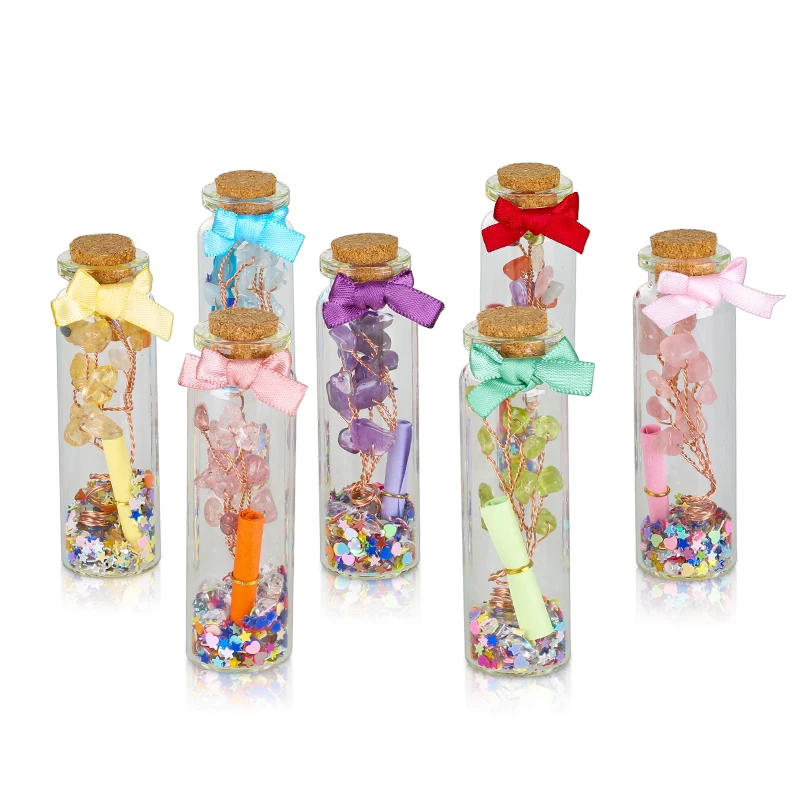 Promotional Gift Wishing Bottle Tiny Glass Container Vial Gemstone Drift