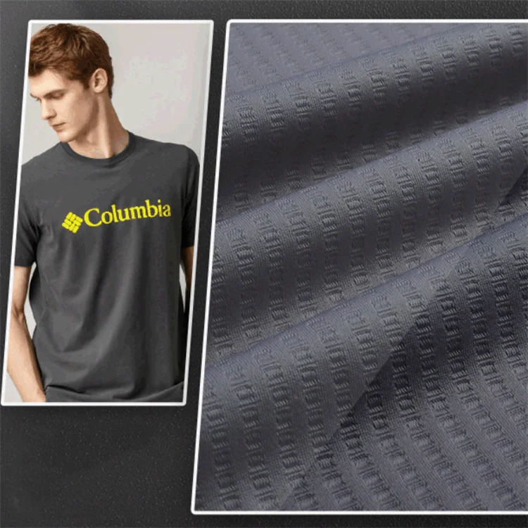 Mesh knitted high-elastic jacquard 190gsm polyamide elastane fabric sportswear tshirt