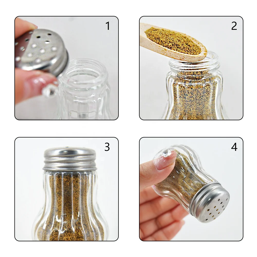 Best Selling Salt and Pepper Spice Shaker with Glass Bottle and Plastic Lid