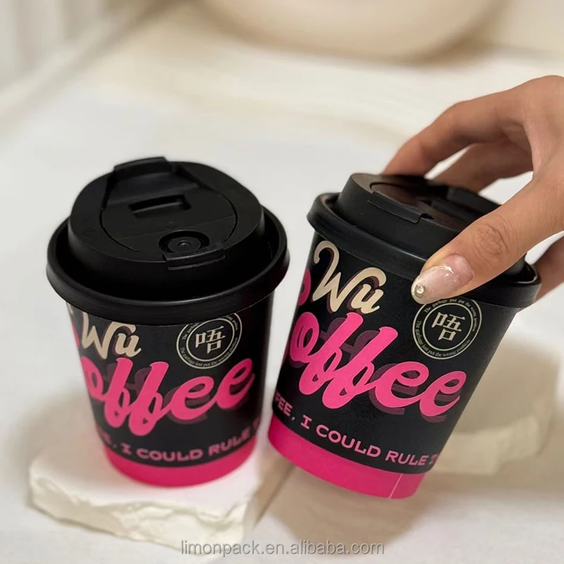Elegant 16oz Coffee Paper Cups with Double Wall Insulation Custom Logo Printing Available