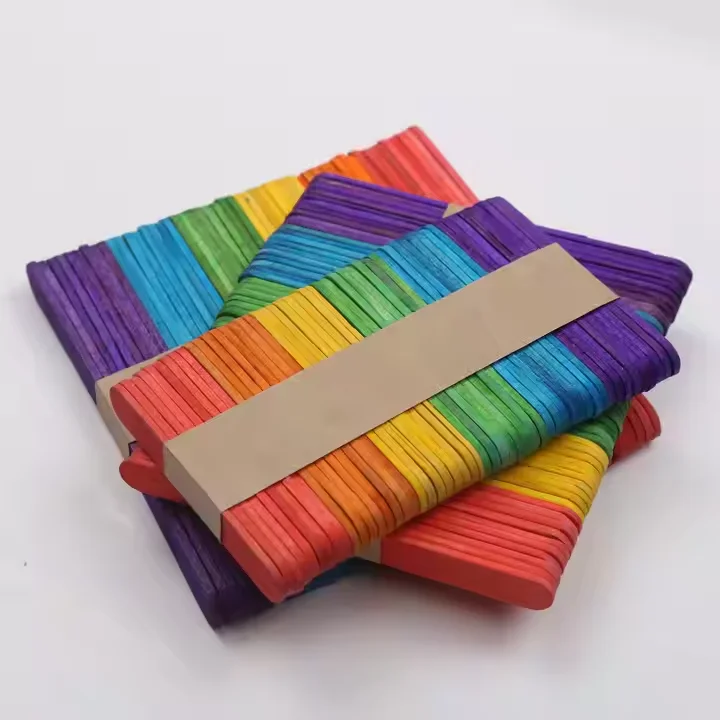 High Quality Colorful Disposable Wooden Popsicle Sticks Ice-cream Sticks DIY Craft Stick