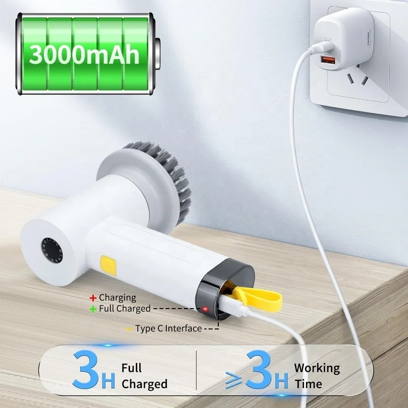 Kitchen Cleaning Tool USB 4 in 1 Cleaner Bathroom Bathtub Clean Brush Spin Scrubber Electric Cleaning Brush to Dishwashing Sink