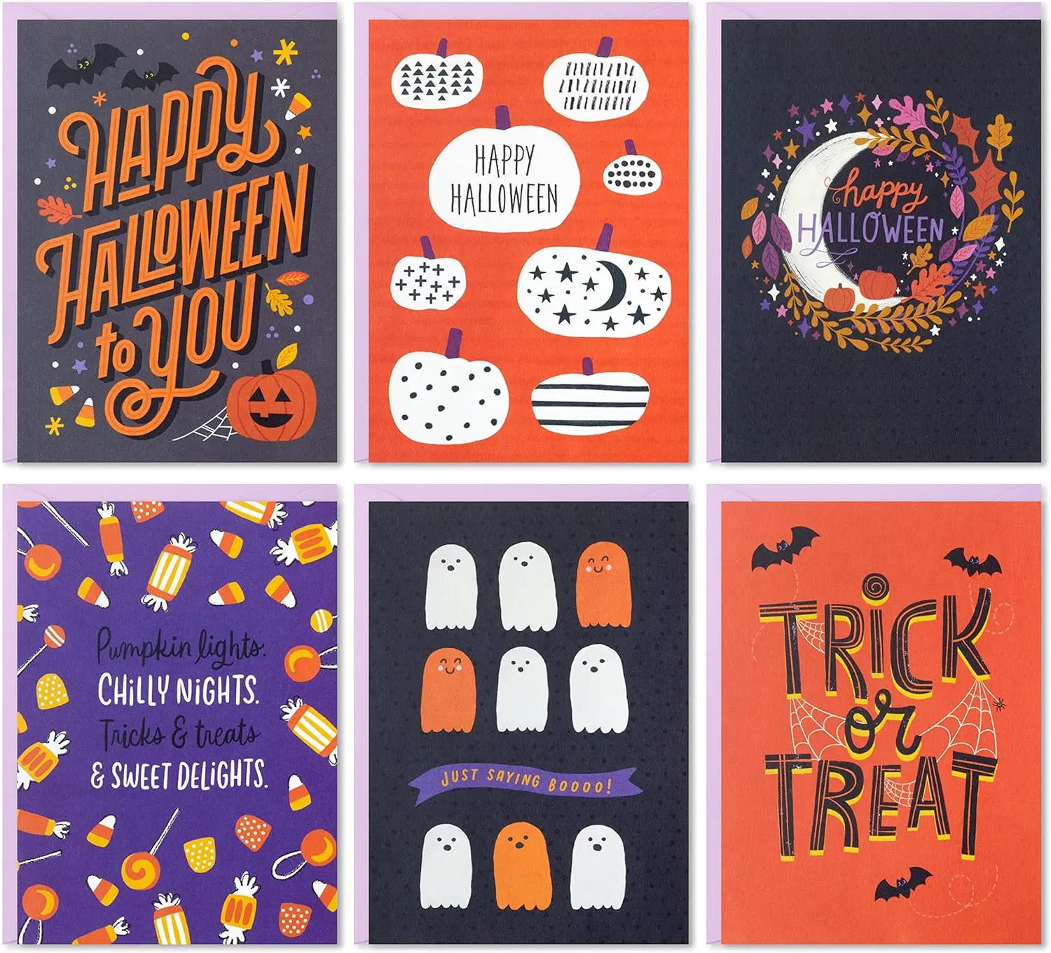 Halloween Cards Assortment, Tricks and Treats with Envelopes
