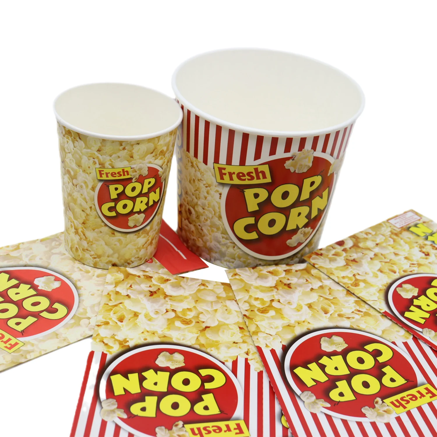 Custom logo 34oz 32oz 85oz 130oz 170oz food grade cinema chips bucket paper popcorn bucket