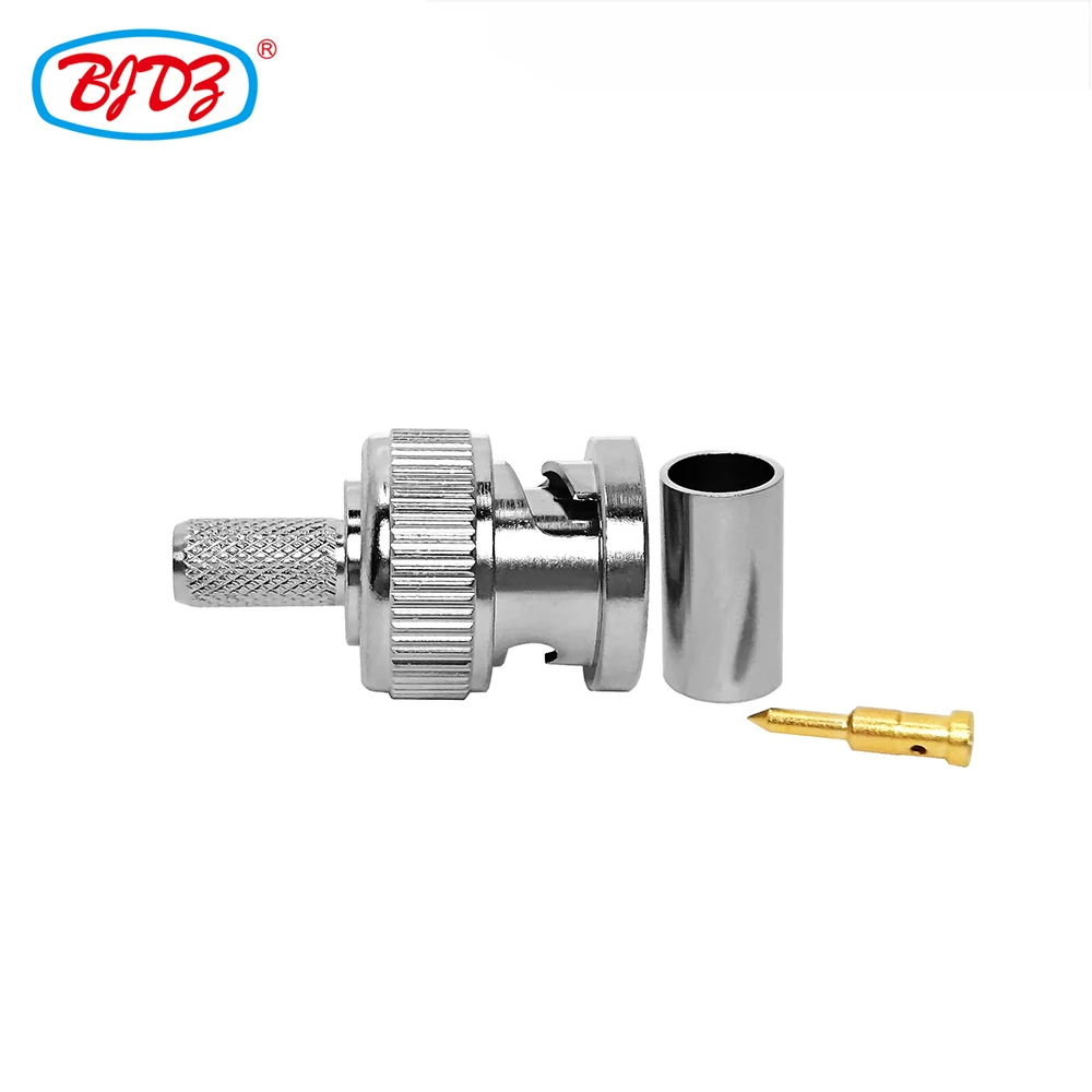 Factory Bnc male plug rg58 lmr195 lmr200 cable crimp pin tube plug rf coaxial connector BNC Converter (rf) in stock