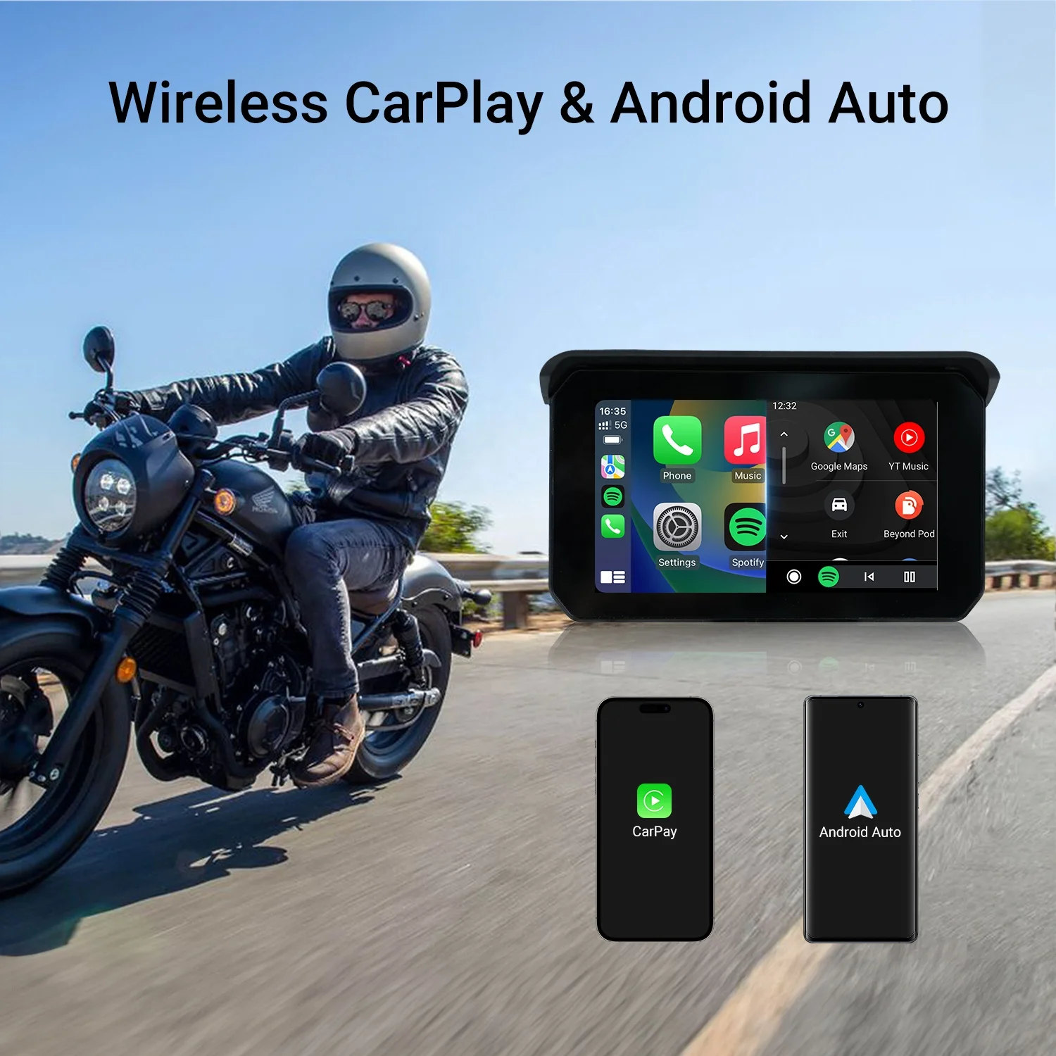 Ottocast Lite C5 SE портативный мотоцикл GPS беспроводной CarPlay Android Авто экран