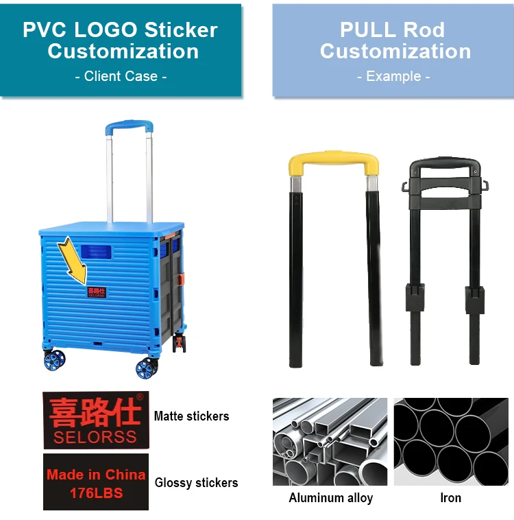 Baoyu Wholesale Eco Friendly Foldable Supermarket Trolleys Grocery Shopping Cart Portable Folding Shopping Trolley Cart