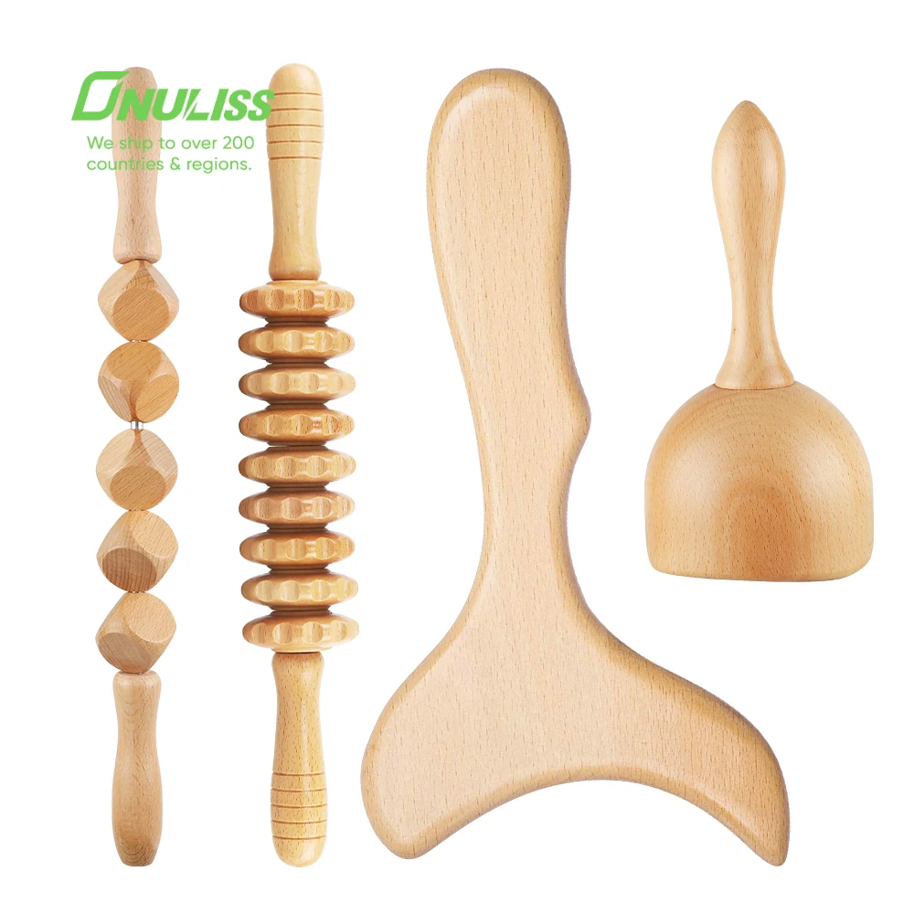 Foot Massage Roller Pink Stick Roller Wood Therapy Massage Tools  Lymphatic for Face Body