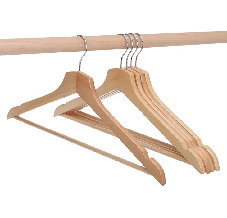 Updated Style Cheaper Wooden Clothes Updated Style Natural Wooden Dress Hangers With Non Slip Pant Bar For For JacketPant