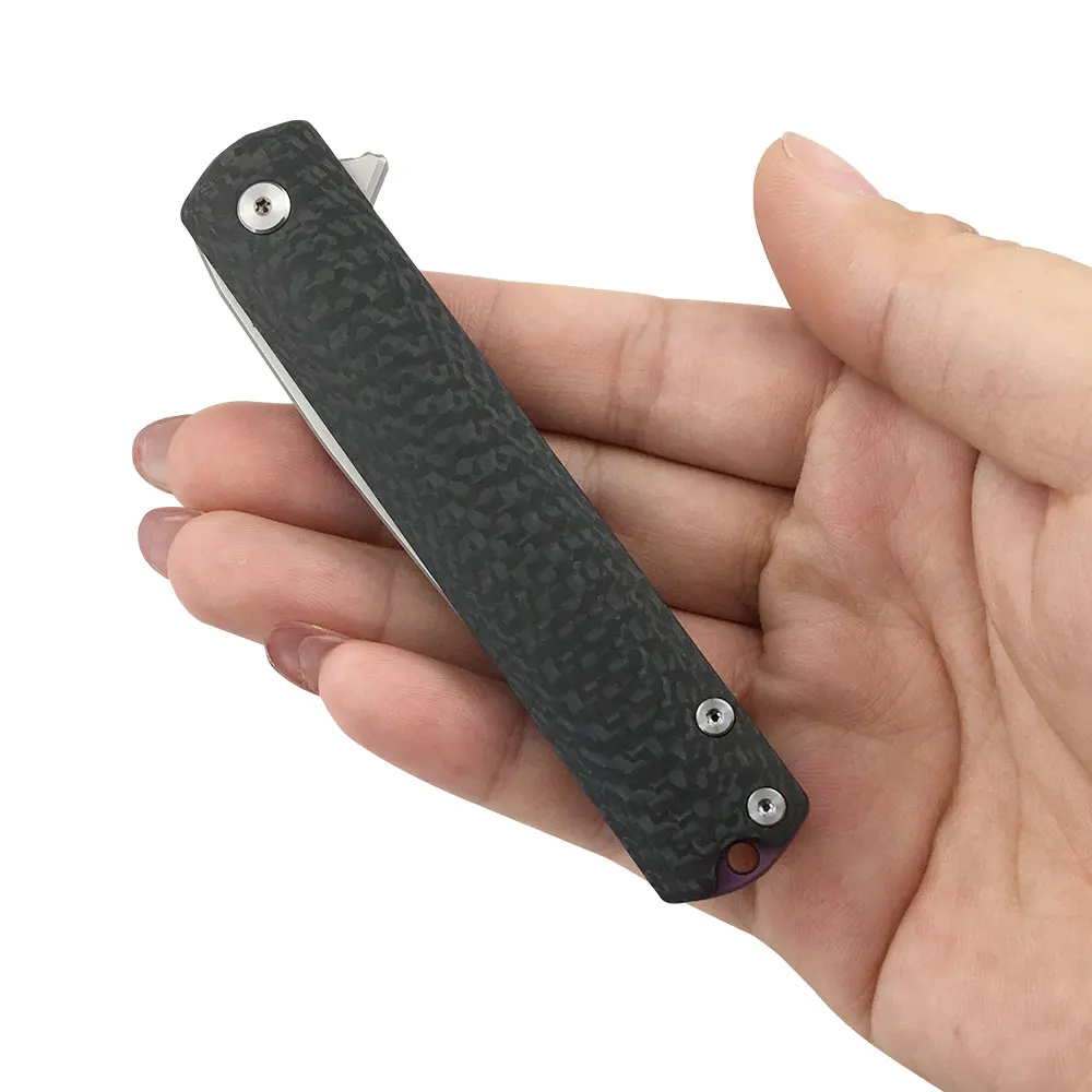 Spot wholesale high quality M390 steel blade reticulated carbon fiber tactics Pocket folding knife