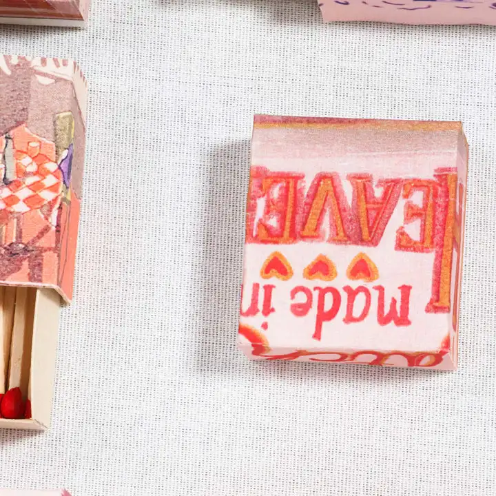 Home Decor Abstract Handmade Mixed Media Artwork With Acrylic Shadow Box 3D Match Painting And Wall Art