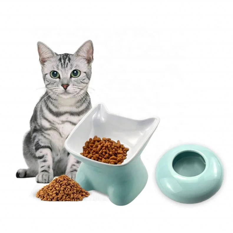 Wholesale double ceramic cat bowl for dogs and cats water bowls pet food feeder