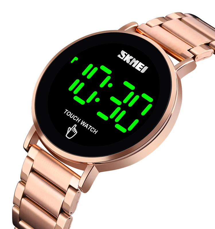 Qualified Touch screen stainless steel black color LED watches men wrist