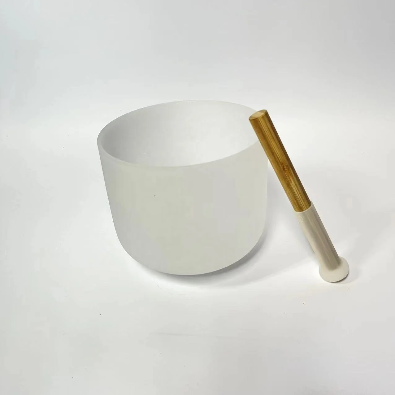 432HZ 8inch perfect pitch G Throat wholesale Quartz Crystal frosted singing bowl with patent silicone mallet for meditation