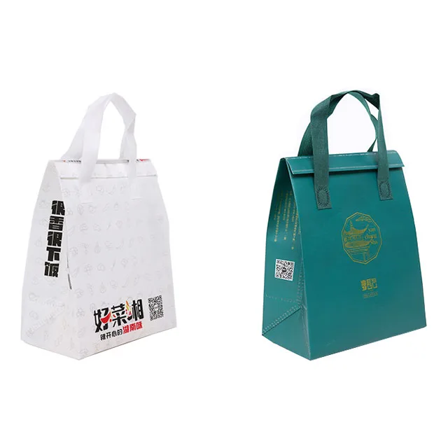 Custom Logo Color Printing None Woven Fabric Take Away Bags Wholesale Bags Reusable Warm Keeping Take Away Bags