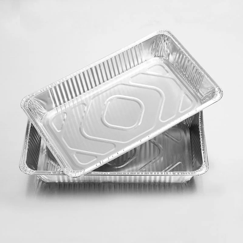 Оптовая продажа квадратный лоток из алюминиевой фольги полноразмерный контейнер для глубокого барбекю контейнеры с крышкой