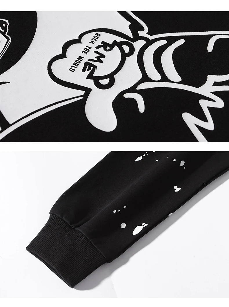 Wholesale New design black loose casual 100% cotton fashion panda pullovers oversized men crewneck sweatshirt