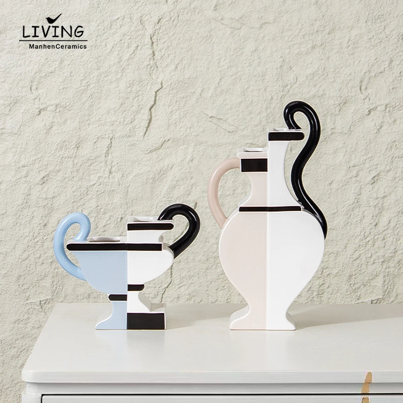 Wholesale Handmade Custom Nordic Home Decoration Geometric Flower Vase Color Decoration Flower Vases