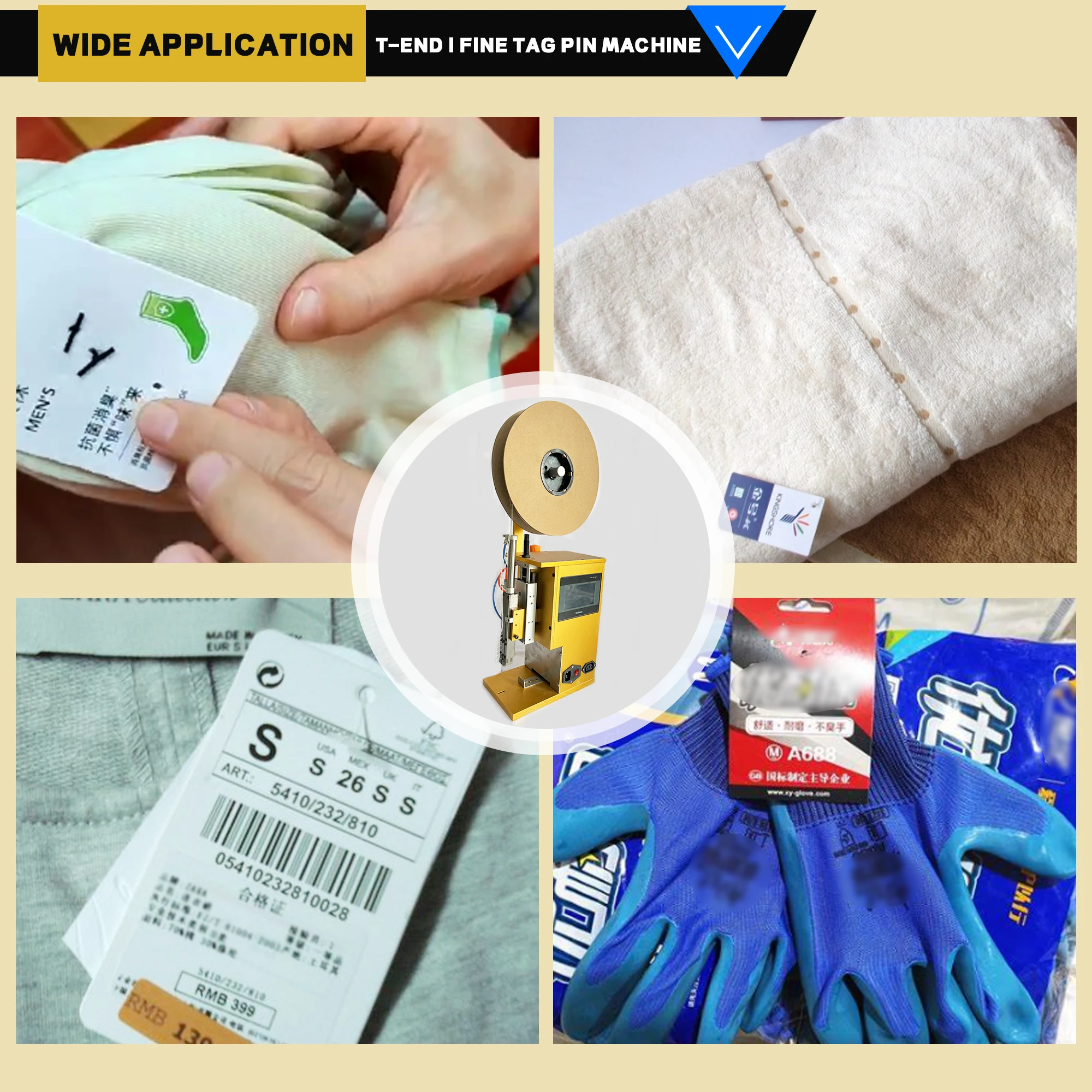 Custom logo Socks Labeling Machine Booster Pneumatic Automated  Tag Pin Tag Roll Tagging Machine