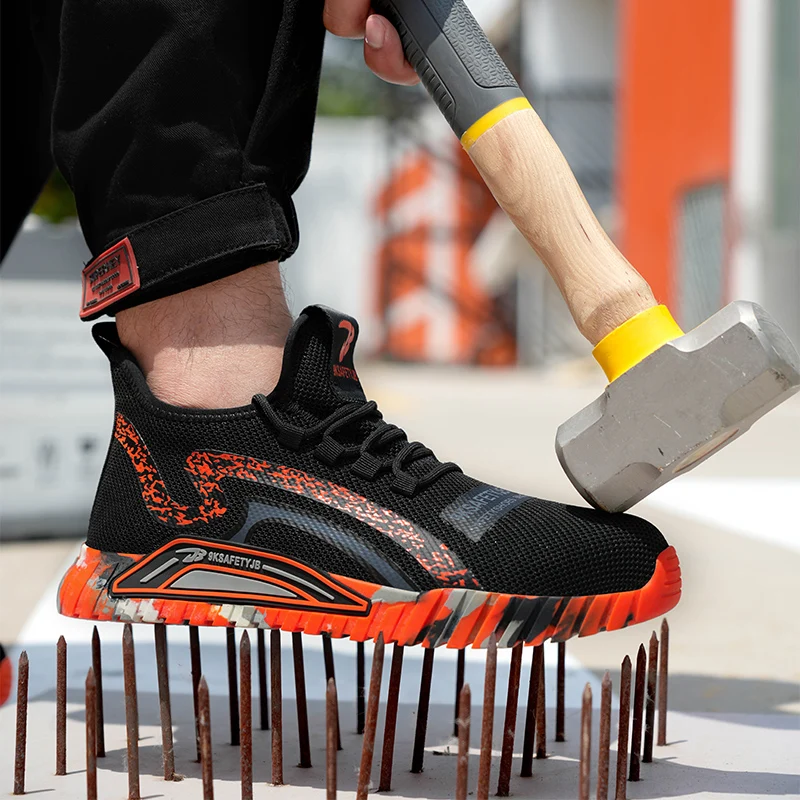 Factory directly high quality anti puncture kevlar midsole anti-slip breathable mesh lightweight safety shoes