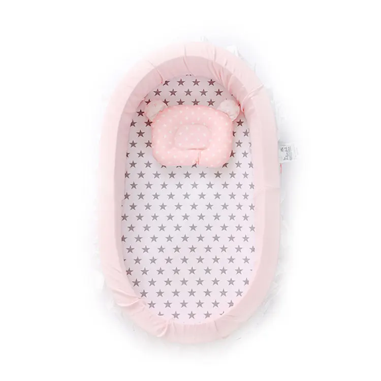 
Solid Color Foam Mattress Cotton Cover Detachable Infant Snuggle Pod Portable Baby Nest Bed 