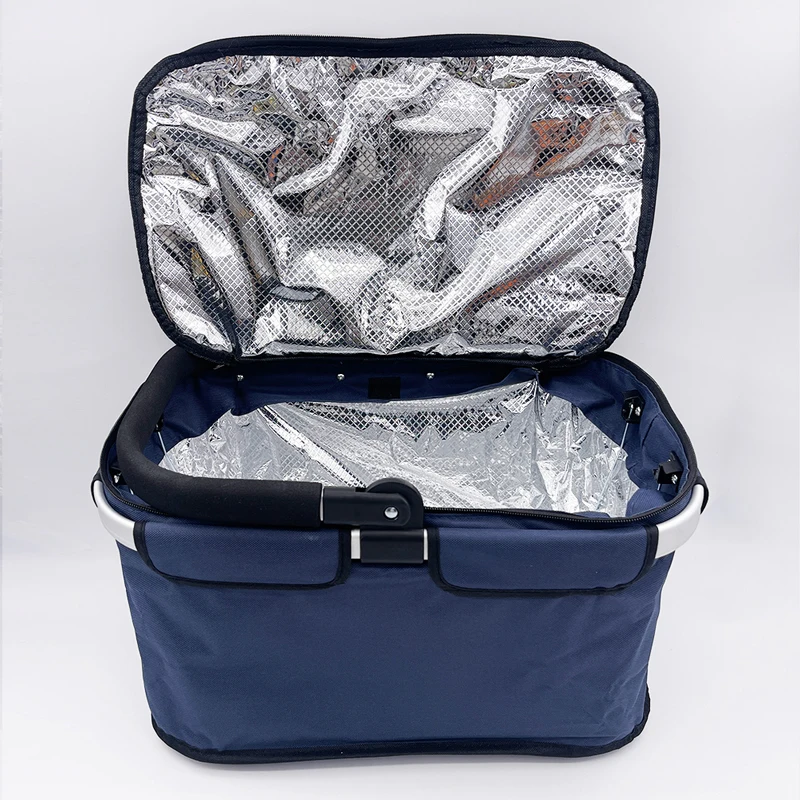 Wholesale Fashionable Supermarket Foldable Insulated Collapsable Aluminum Cooler Picnic Basket for Bbq Picnic