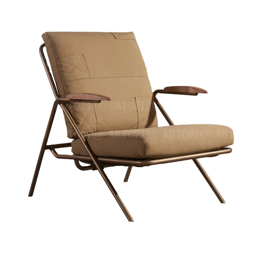 Antique furniture  leisure chair living room armchair canvas leather armchair