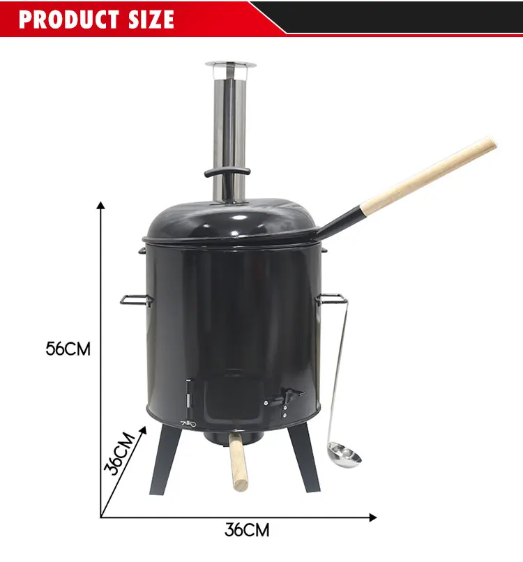 Enamel Steel Boiler Charcoal Combi Chimney Mini Pot Stove Burner Kitchen Soup Boiler Stew Pot Stove With Barbecue Function