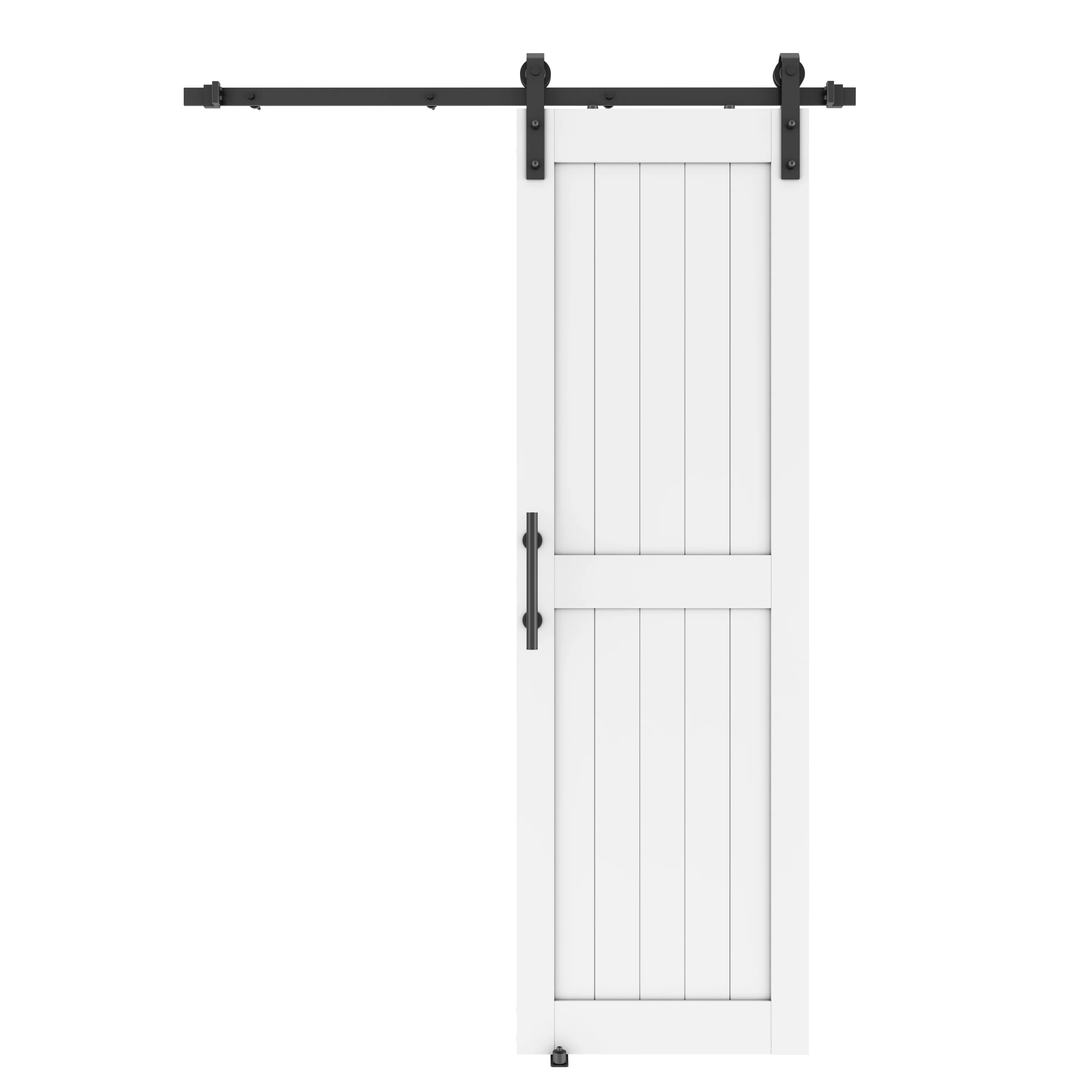 MDF Waterproof PVC Coating, H frame White Barn Door Slab with hardware kit,
