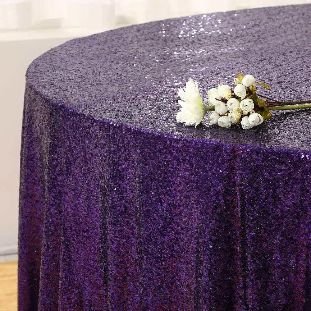Hot Sale Fancy 50 Inch Round Purple Sequin Table Cloth