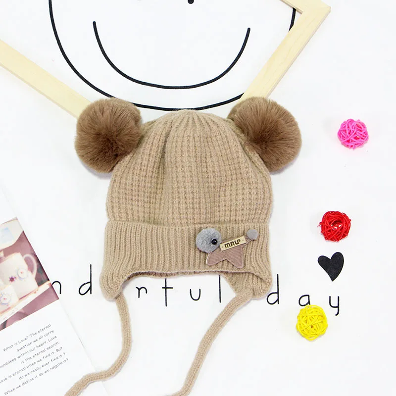 Thicken Warm Kids winter hat cute baby knitted hat woolen yarn hat caps
