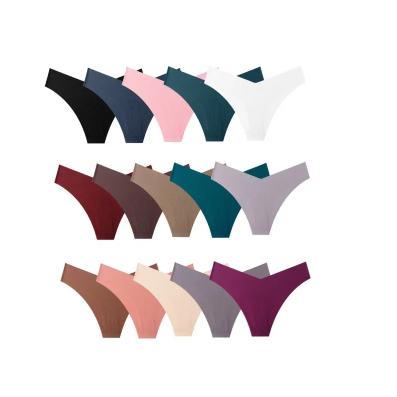 Best-Selling Custom Logo Traceless No Show Ice Silk V Shaped Tanga Panties Underwear Women Sexy G-string Seamless Thong Ladies