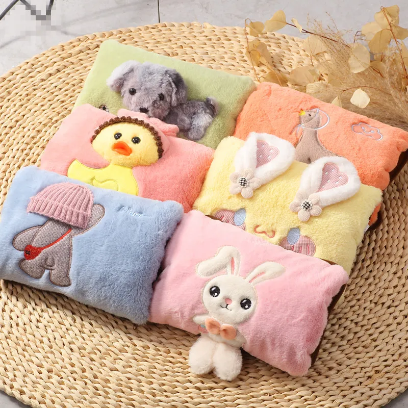 Cartoon Hot Water Bottle Charging Hand Warmer Water Bag Filling Water Electric Warm Hand Bag Cute Pillow