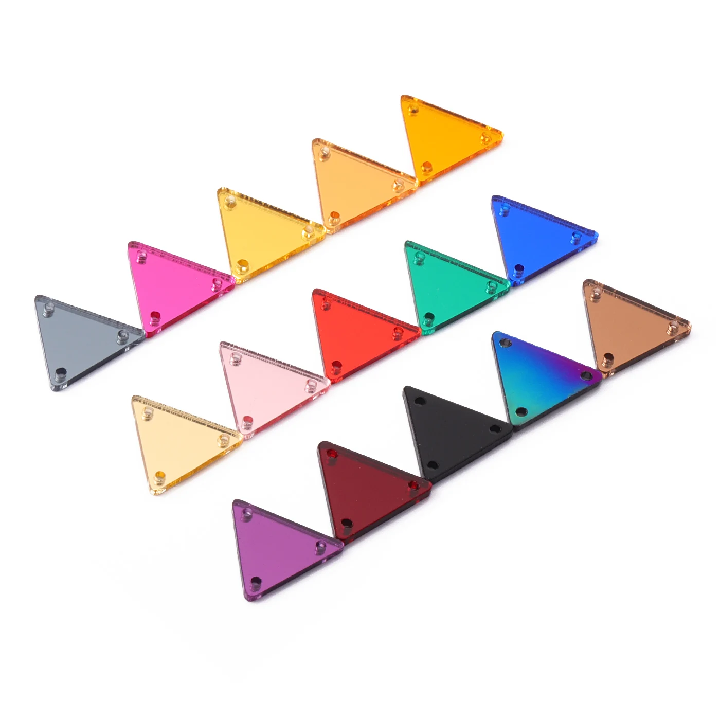 QY New Product Explosion Top Quality Durable Innovative Design 16*16mm/23*23mm/18*33mm Triangle Acrylic Mirror Sew On Rhinestone