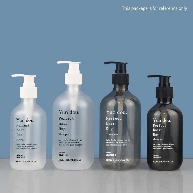 300ml 500ml Clear frosted and clear grey shower gel bottle plastic conditioner shampoo