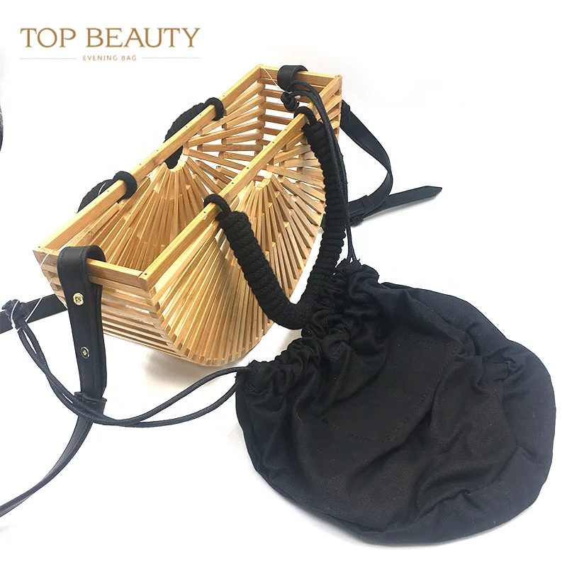 
Wholesale women handmade handbag wooden shoulder straw bag purse bamboo clutch handbag 